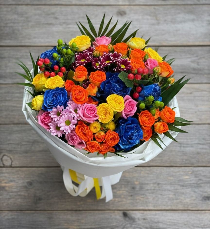 Букет цветов из: Розы и Хризантемы в Новом Ургале