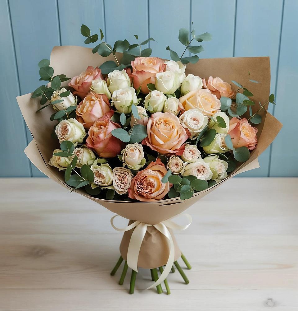 Букет цветов из: Альстромерии и Розы в Новом Ургале