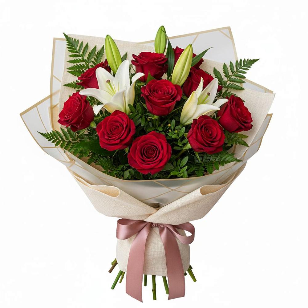 Букет цветов из: Лилии и Розы в Новом Ургале