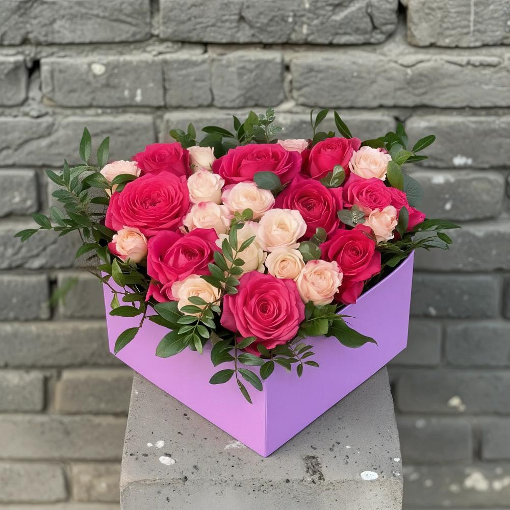 Цветочная композиция из Розы в коробке в Новом Ургале