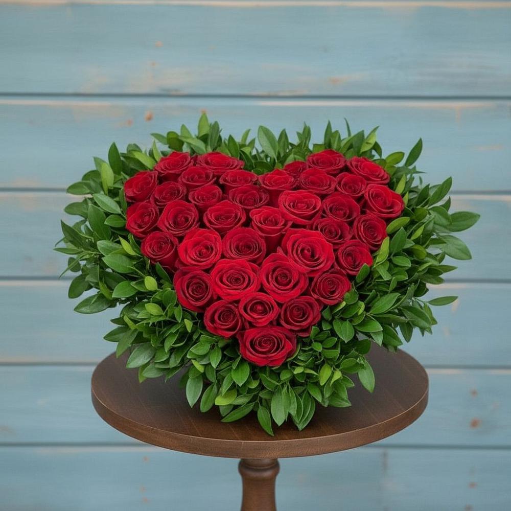 Цветочная композиция из Розы в виде сердца в Новом Ургале