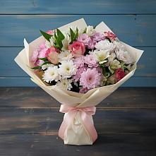 Букет цветов из:  Хризантемы, Альстромерии и Розы #REPLACE_PRED# Новом Ургале