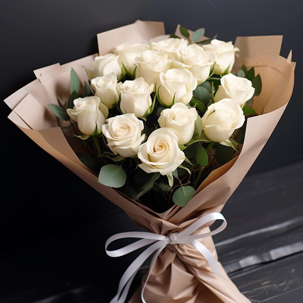 Букет 15 Белых роз в Новом Ургале